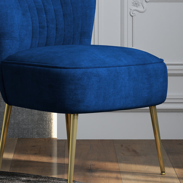 Dark Blue Velvet Feel Tub Accent Chair Stylish and Comfortable Seating by HOMCOM