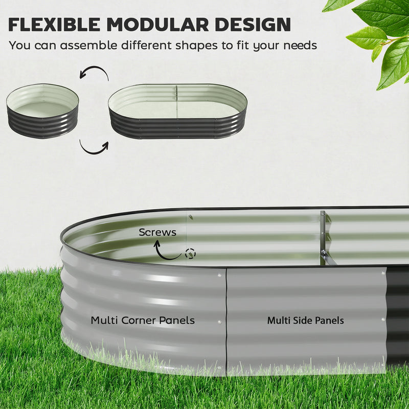 Galvanised Steel Garden Planter With Flexible Shape and Open Bottom for Healthy Plant Growth Dark Grey