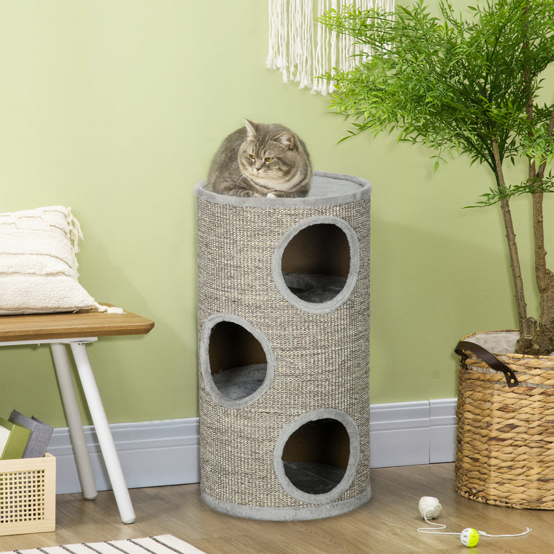 Cat Climbing Tree with Sisal Scratching Posts and Padded Rest Platform Light Grey