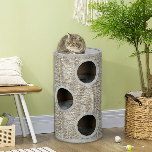 Cat Climbing Tree with Sisal Scratching Posts and Padded Rest Platform Light Grey