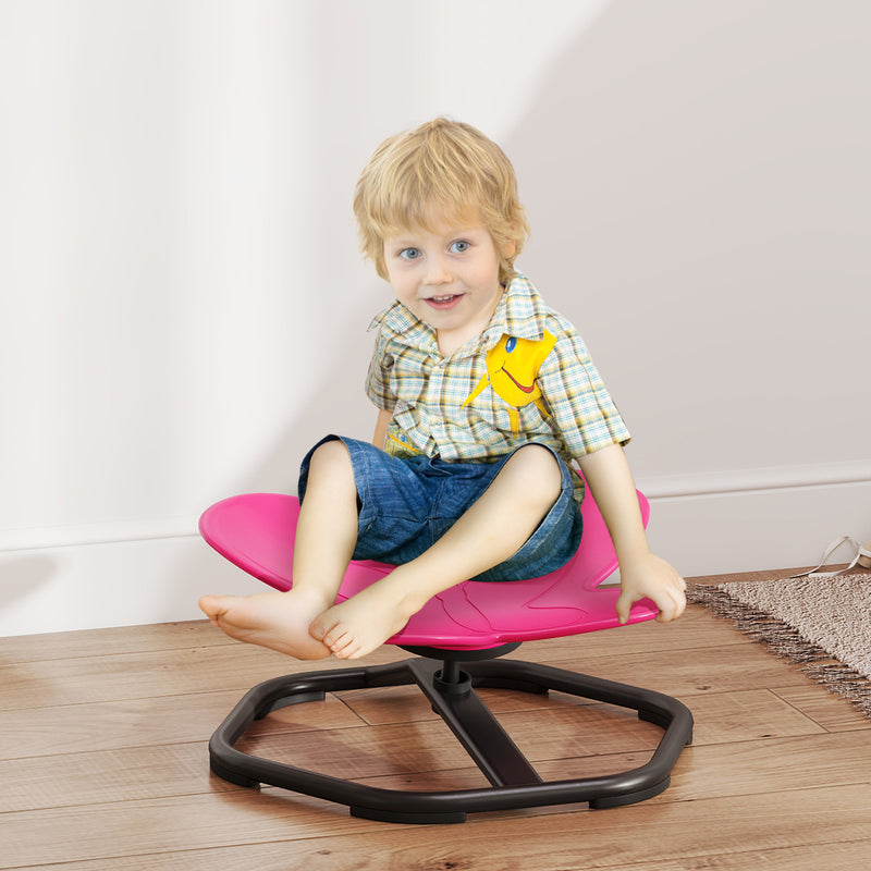 Kids Butterfly Swivel Chair for Spinning Balance and Coordination Training Pink AOSOM