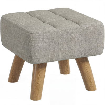 HOMCOM Linen-Look Square Padded Footstool - Light Brown AOSOM