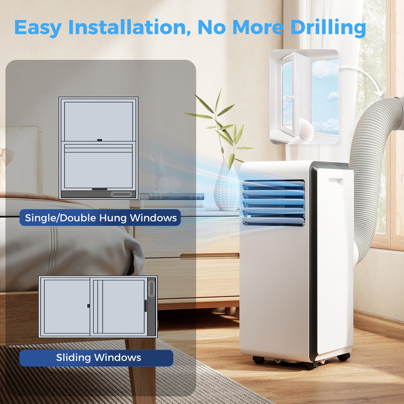 Portable Air Conditioner for Bedrooms and Home Offices with 4-in-1 Cooling and Dehumidifier White Homcom