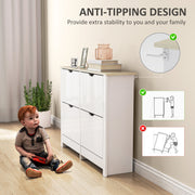 Shoe Cabinet for Hallway Storage Holds 16 Pairs Slim Design for Small Spaces White AOSOM