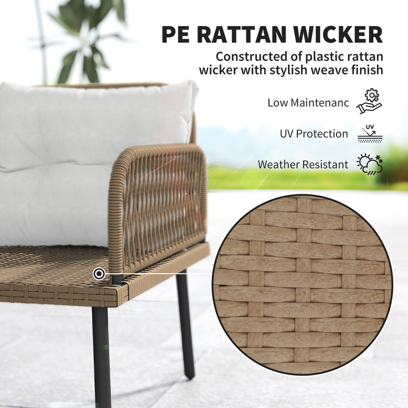 6 Seater Rattan Garden Sofa Set With Cushions and Glass Table by Outsunny