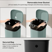 Green 30L Pedal Kitchen Bin with Soft Close Lid and Removable Inner Bucket for Home Use