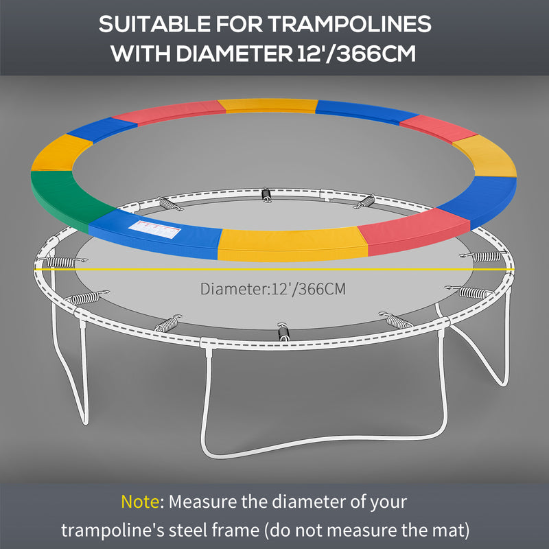 Trampoline Safety Pad for 12ft Round Frame Prevents Bumps and Scrapes Multicolour AOSOM