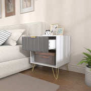 Modern Bedside Table With Drawer And Shelf Storage For Bedroom Organisation White AOSOM
