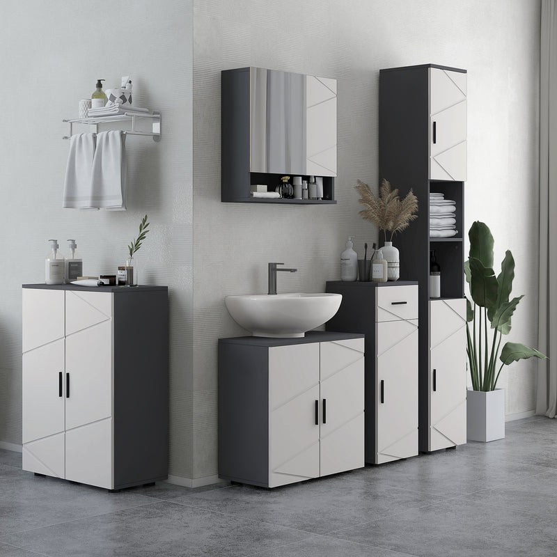 Tall Bathroom Storage Cabinet With Adjustable Shelves For Towels And Toiletries Grey