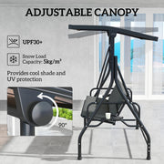 3 Seater Garden Swing Seat Bed with Adjustable Canopy and Cushion Dark Grey by Outsunny