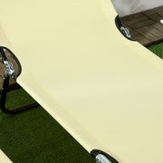 Set of Two Folding Sun Loungers with Metal Frame in Beige by Outsunny