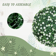 Set of Two Artificial Boxwood Ball Plants for Indoor or Outdoor Display White AOSOM