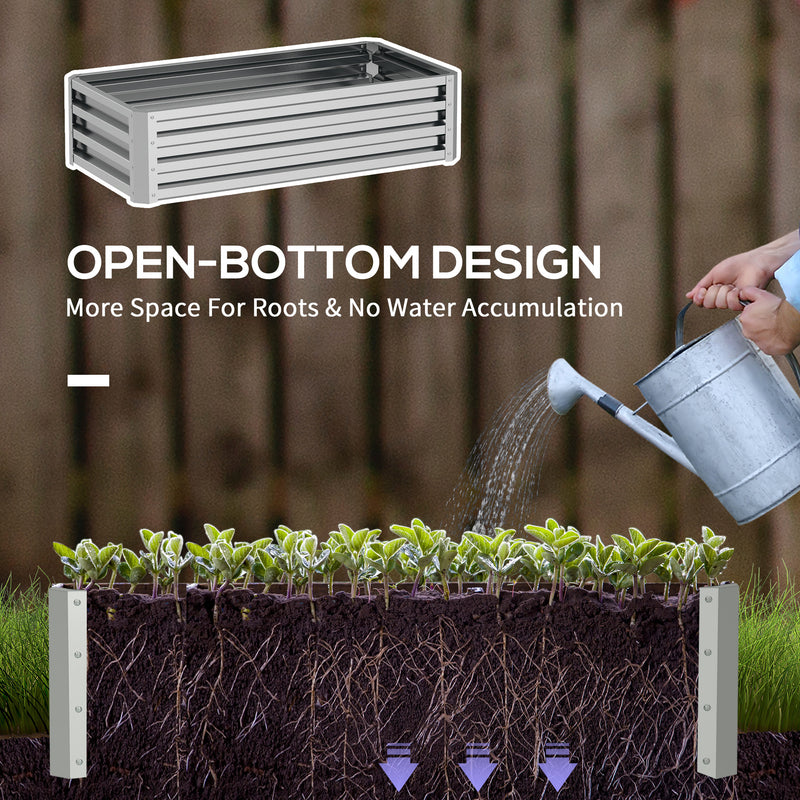 Galvanised Steel Raised Garden Bed for Growing Herbs and Vegetables Outdoors, Silver