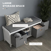 Cushioned Shoe Storage Bench with Hidden Compartment Ideal for Hallways White Grey