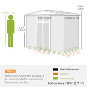 8x4 ft Metal Garden Shed with Window Lockable Door and Vents Dark Grey by Outsunny