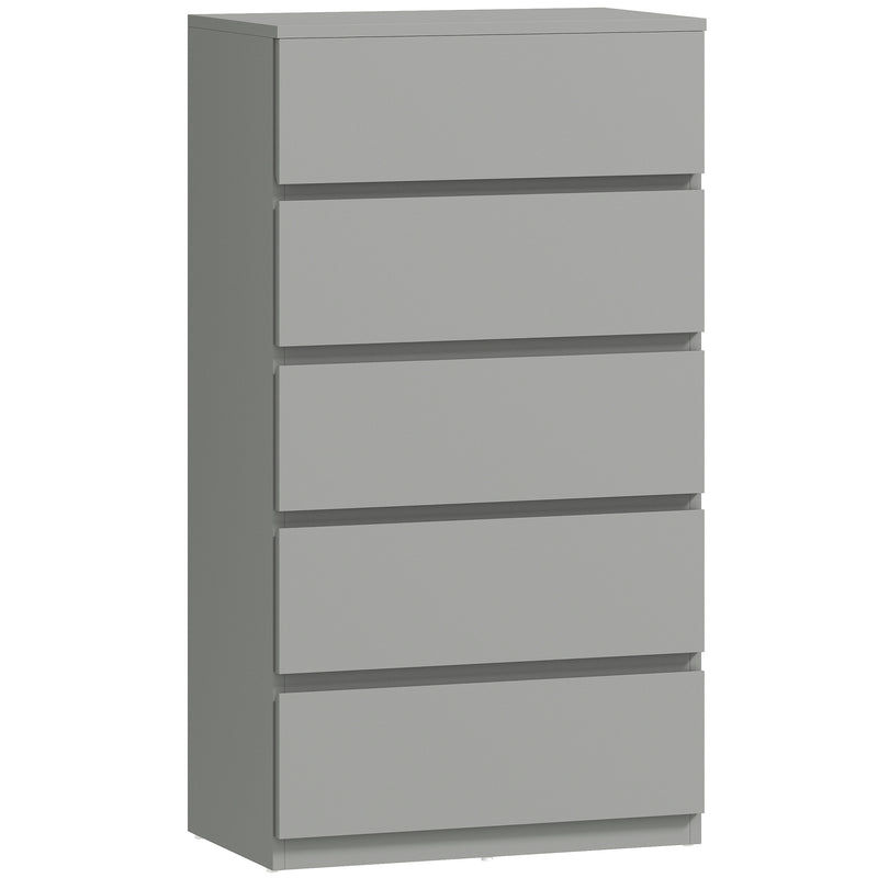 Chest of Drawers with 5 Spacious Drawers for Bedroom Storage Grey AOSOM