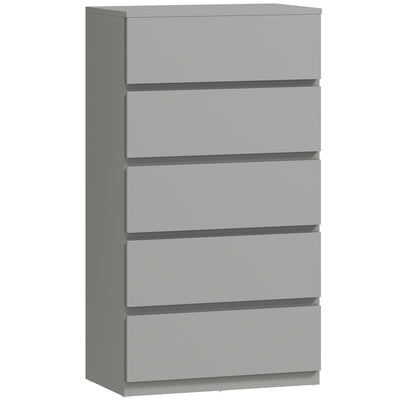 Chest of Drawers with 5 Spacious Drawers for Bedroom Storage Grey AOSOM