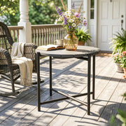 Outdoor Side Table for Garden or Patio with Weather Resistant Wood Top Dark Grey Black Outsunny