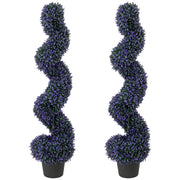 Artificial Spiral Topiary Trees Set of 2 for Easy Outdoor Colour and No Maintenance Purple Homcom