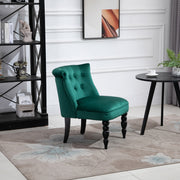 Velvet Wingback Accent Chair with Wooden Legs for Living Room or Bedroom Green
