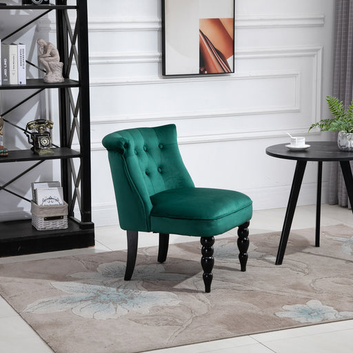 Velvet Wingback Accent Chair with Wooden Legs for Living Room or Bedroom Green
