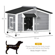 Grey Wooden Dog Kennel for Medium Dogs Weatherproof Outdoor Shelter 97L x 72W cm by PawHut
