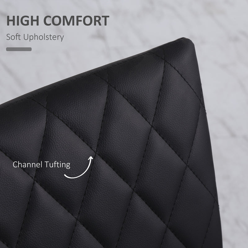 Set of 4 Upholstered Faux Leather Dining Chairs with Metal Legs for Kitchen or Lounge Black