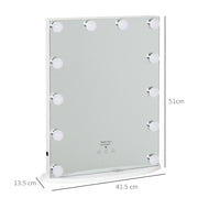White Hollywood Makeup Mirror With 12 Dimmable LED Bulbs For Dressing Table Use