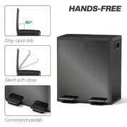 40L Double Compartment Indoor Recycling Bin with Deodorisers in Stainless Steel Glossy Black Finish