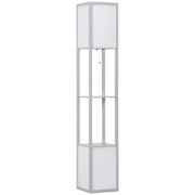 Modern Floor Lamp with Shelves and Dual Ambient Lighting for Living Room or Bedroom, Grey