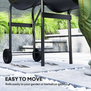 Charcoal BBQ Grill and Smoker for Garden Parties with Shelves and Wheels Black Outsunny