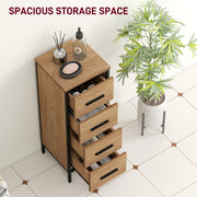 Slim Oak Bathroom Storage Cabinet With 4 Drawers For Organising Toiletries