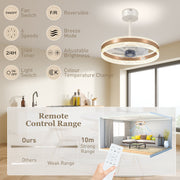 Gold Ceiling Fan with LED Light and Remote Control Ideal for Living Rooms