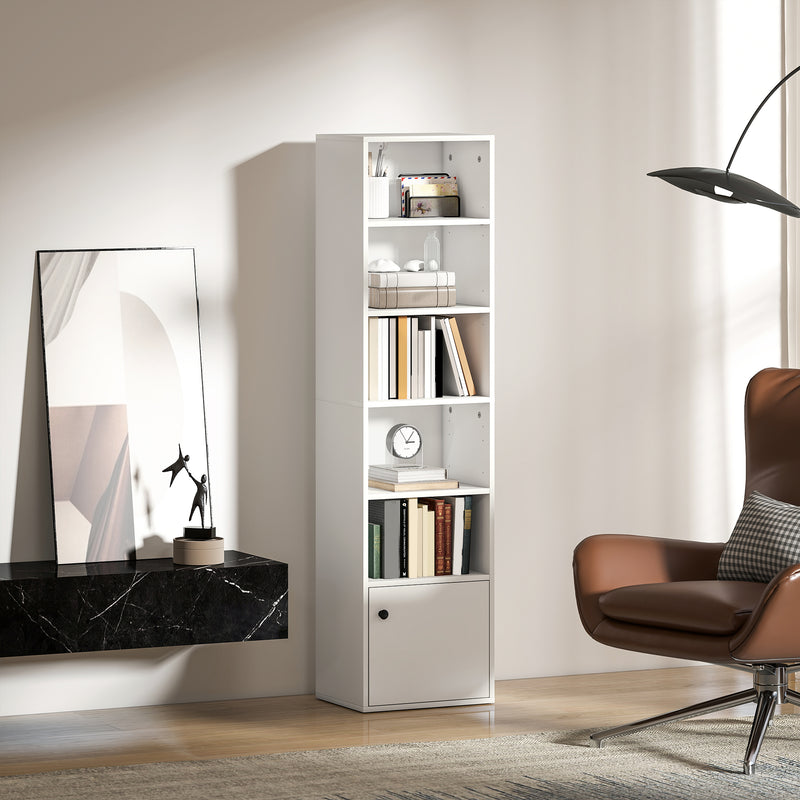 6 Tier Tall Bookcase Shelving Unit For Home Office Storage Display, White AOSOM