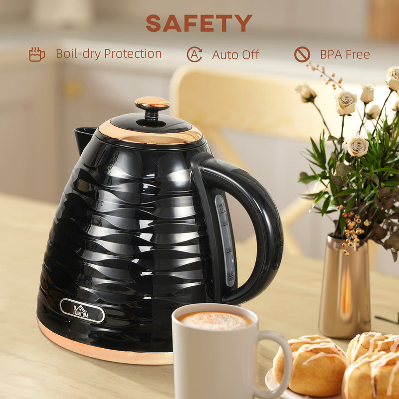 Black 3kW Rapid Boil Honeycomb Cordless Kettle for Fast Heating by HOMCOM