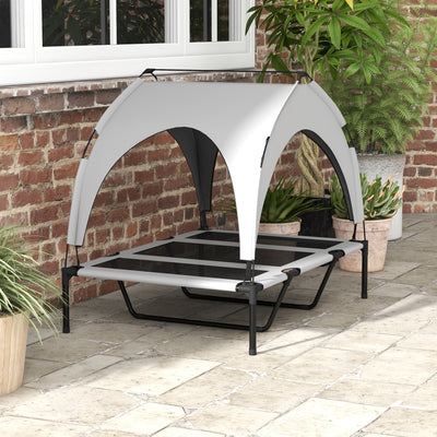 Elevated Dog Bed With Breathable Mesh For Large Pets Ideal For Hot Weather Light Grey