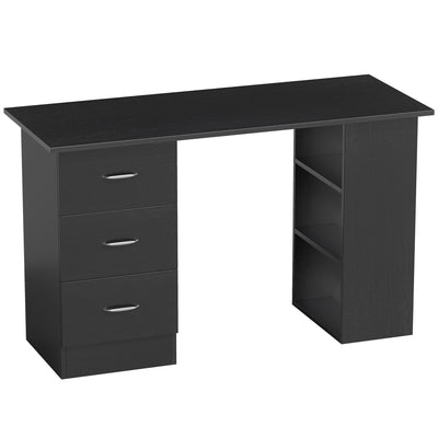 Computer Desk with Storage Shelves and Drawers for Home Office or Study Black AOSOM