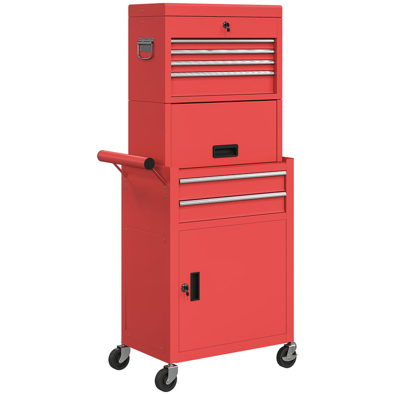 3 Tier Rolling Steel Tool Chest With Lockable Drawers For Garage Or Workshop Use, Red