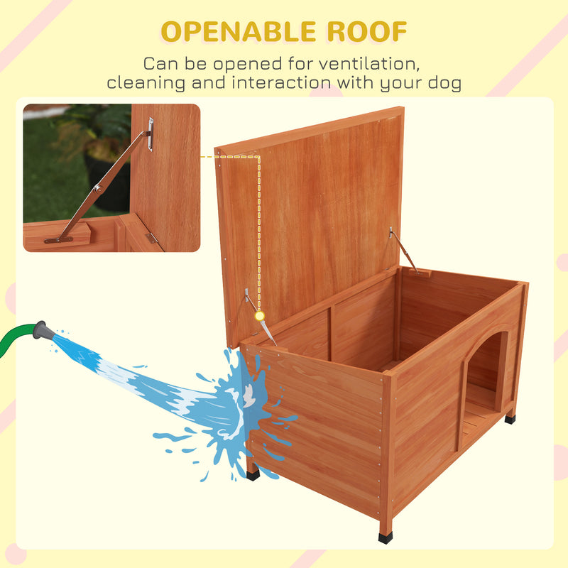 Outdoor Wooden Dog Kennel With Removable Floor and Open Roof for Easy Cleaning Natural Wood