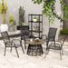 Set of Four Black Stackable Mesh Garden Chairs Lightweight and Durable by Outsunny