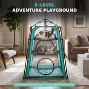 Cat Tent Three Level Outdoor Playhouse for Safe Garden or Balcony Exploration Black AOSOM