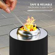 Black Smokeless Fire Pit 16 cm Stainless Steel Portable Wood Burning with Poker by Outsunny