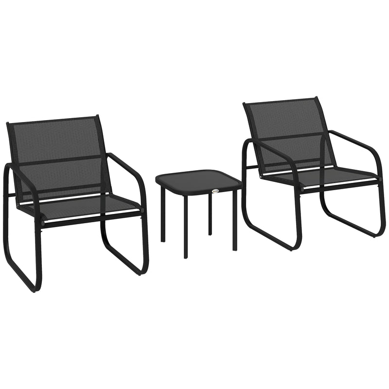 Three Piece Garden Seating Set Black Weather Resistant Patio Furniture by Outsunny