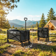 Folding Festival Trolley for Easy Garden and Picnic Transport 80L Capacity Black Outsunny