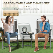 Folding Garden Furniture Set With Glass Top Table For Outdoor Relaxing