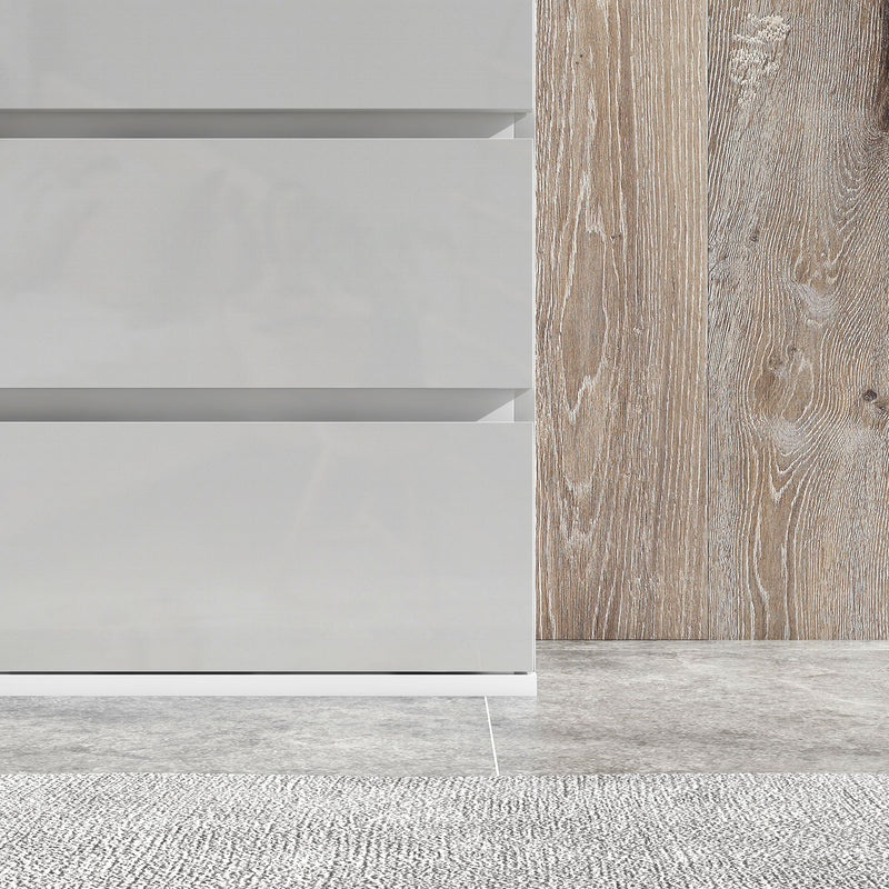 5 Drawer High Gloss Chest Of Drawers With Spacious Bedroom Storage Unit, White