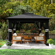 Black 3 x 3m Pop Up Gazebo With Solar LED Lights and Netting by Outsunny