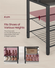 Hall tree dimensions diagram, 72 x 33.7 x 183 cm