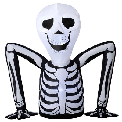 Outsunny inflatable ground crawling skeleton with glowing skull, studio shot