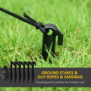 Ground stake, guy rope and sandbag accessories included with the Outsunny Halloween tree